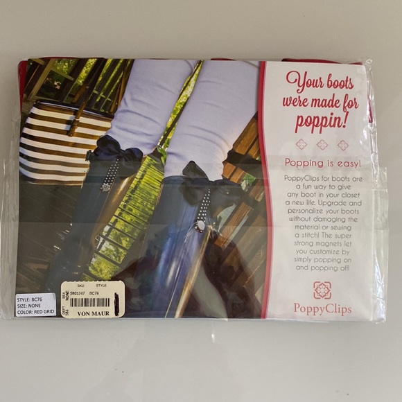 Poppy Boot Clips Red - Picture 2 of 4